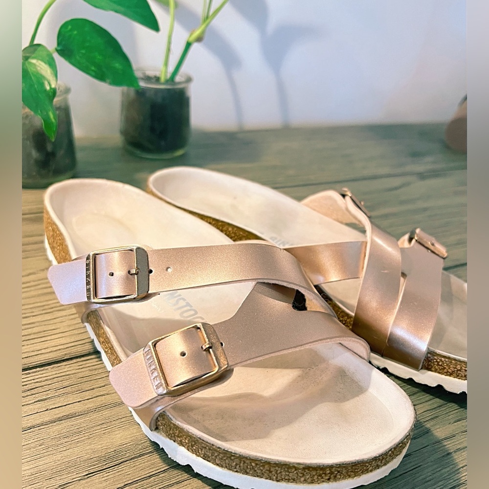 Birkenstock Rose Gold Yao Balance Women's Sandals, Size 38, Narrow. - Picture 7 of 16